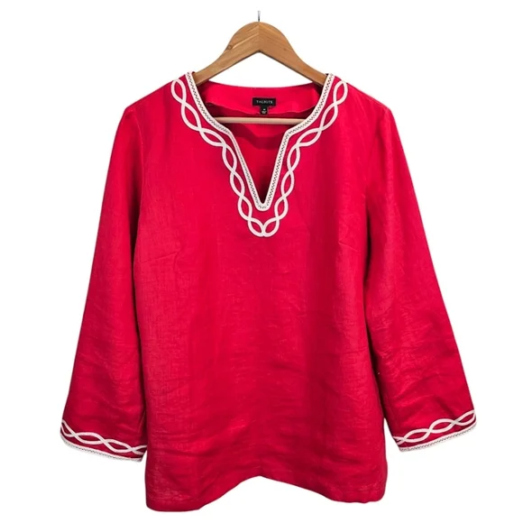 Talbots Tops Talbots Womens Linen Vneck Top Medium Red 34
